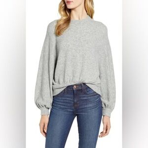 J.Crew Supersoft Gathered Crewneck Sweater in Grey